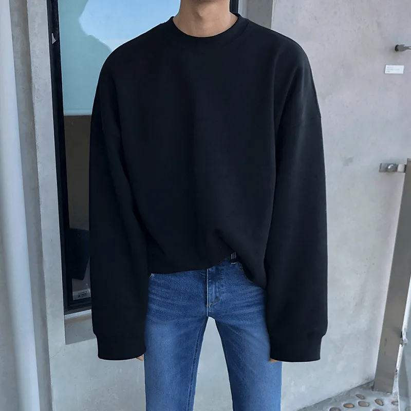Mrcyc Autumn and Winter Loose Fitting Pullover round Neck Sweater Men''S and Women''S Long Sleeve Korean Cotton Bottomed Shirt Fresh Active