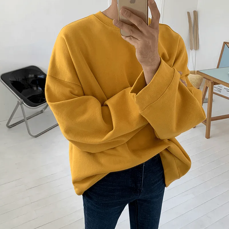 Breathable Material Mrcyc Autumn and Winter Loose Fitting Pullover round Neck Sweater Men''S and Women''S Long Sleeve Korean Cotton Bottomed Shirt