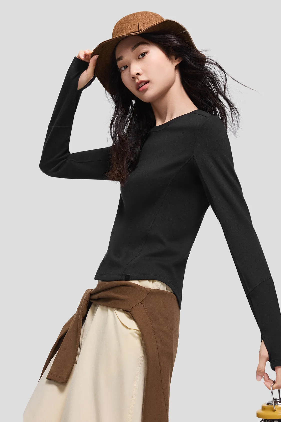 ConvertibleCollarSystem Ribbed Collar Design SilkFlex - Women's High-Stretch Tech Cotton 2.0 DoubleStitched