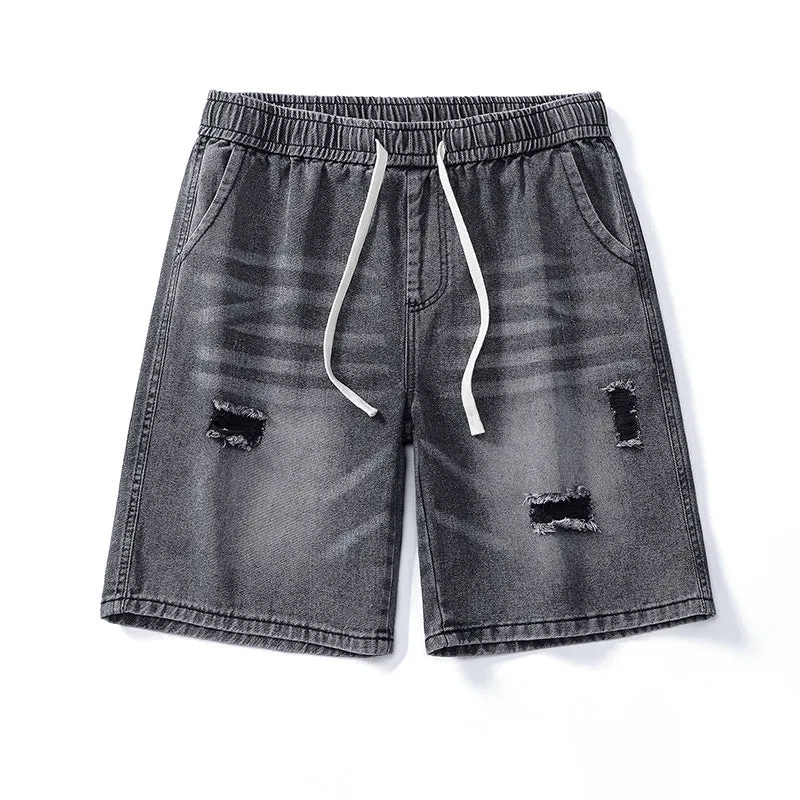 All Day Comfort Fit American Washed Make Old Ripped Denim Shorts Men