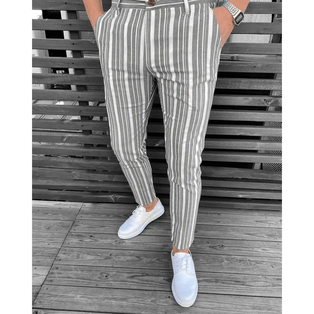 Timeless Appeal Summer New Men'S Fashion Striped Casual Pants