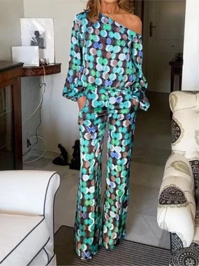 Urban Classic Women's Printed Pocket Long Sleeve Fashion Casual Temperament Elegant Loose Suit For Women