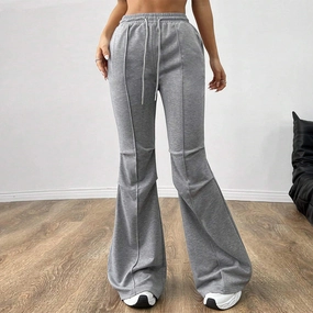 Simple Casual Pants Drawstring Elastic Waist Wide Leg Trousers Day Ready Fresh Fit