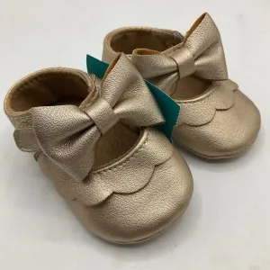 Size 0-3m: Myggpp Golden Shimmery Soft Sole Velcro Mary Janes Sturdy flexibility Ventilated