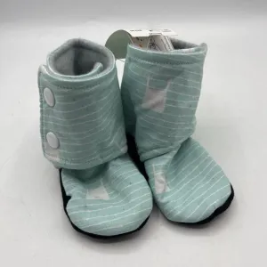 Size 12-18m: Beaneroobaby Blue/White Striped Bunny Soft Leather Sole Booties-NEW Shock Diffusion Tech