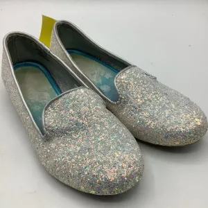 Size 12: Frozen Silver/Blue Shimmery Princess Flats Slip Vibe