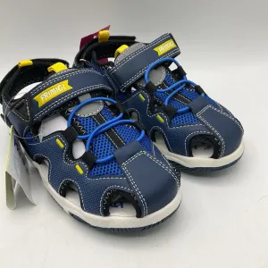 Size 13: Primigi Two-Tone Blue Dots Velcro Sandals Elastic Lace System