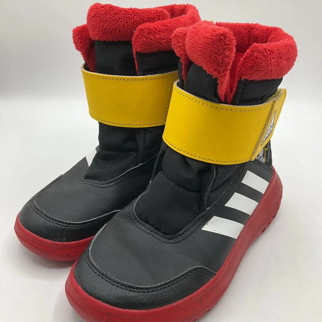 Smooth Balance Leather Upper Size 13.5: Adidas Disney Mickey Mouse Winter Black White Red Velcro Boots