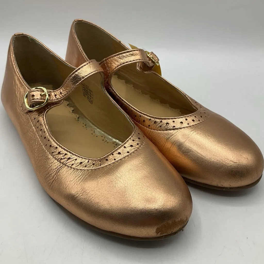Flex Grip Responsive bounce Size 2.5-3Y: Mini Boden Gold Shimmery Buckle Strap Shoes