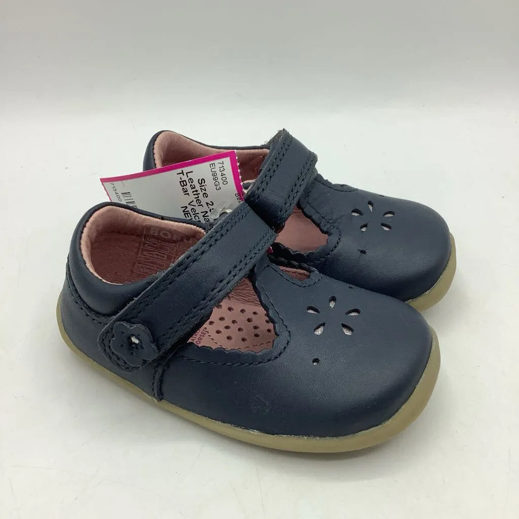 Flexible Midsole Shank Size 2.5: Bobux Leather Navy Blue T-Bar Velcro Shoes NEW