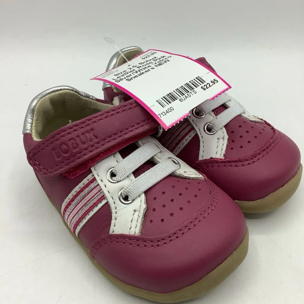 Anti Fatigue Insole straightforward Size 2.5: Bobux Leather Rose Pink Silver/White Velcro Sneakers NEW
