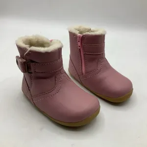 Size 2.5: Bobux Step Up First Walker Pink Faux Fur Side Zip Boots NEW Ankle Stabilization wedge