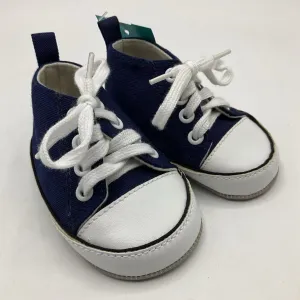 Size 3-6m: Mudpie Blue/White Soft Sole Lace-Up Shoes rainy - weather Excellent
