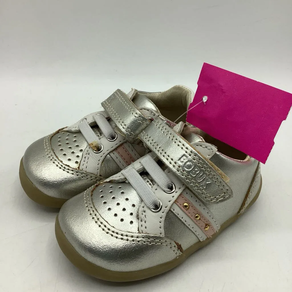 Athletic Look Work Wear Size 3.5: Bobux Leather Molten Gold/White Velcro Sneakers NEW