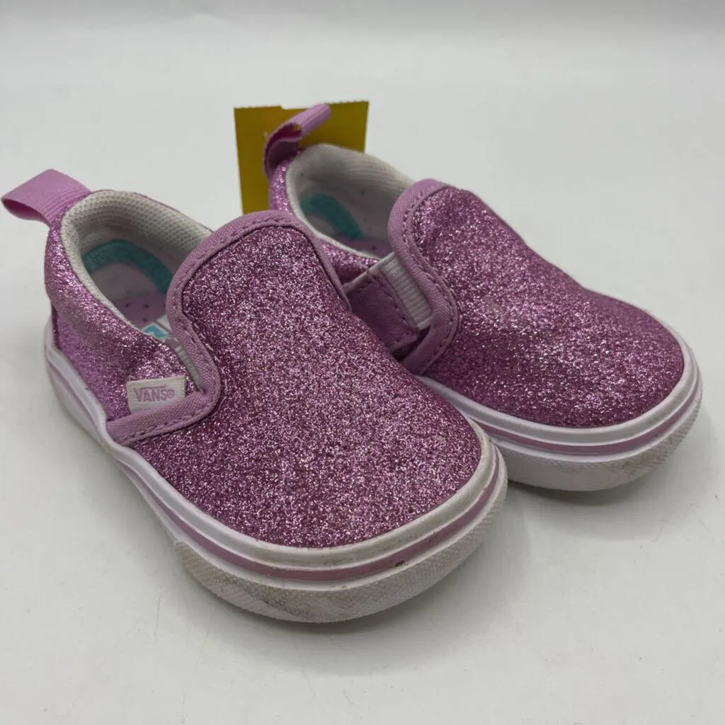 Shock-absorbent wear Gift Size 3.5: Vans Purple Sparkle Velcro Sneaker