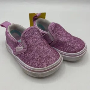 Shock-absorbent wear Gift Size 3.5: Vans Purple Sparkle Velcro Sneaker