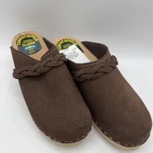 High Abrasion Zones Adaptive Fit Size 3.5Y (35): Torpatoffeln BROWN Suede Clogs- NEW