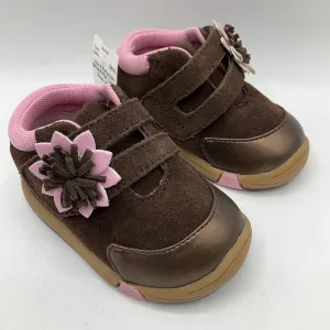 Light Mesh On-the-Go Wear Size 4: Perfection BROWN PINK Velcro Shoes -NEW