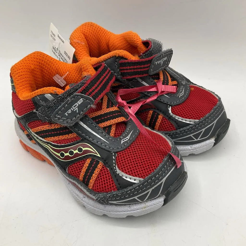 Size 4: Saucony RED ORANGE Velcro Sneakers Multi Directional Flex Ultra-soft comfort