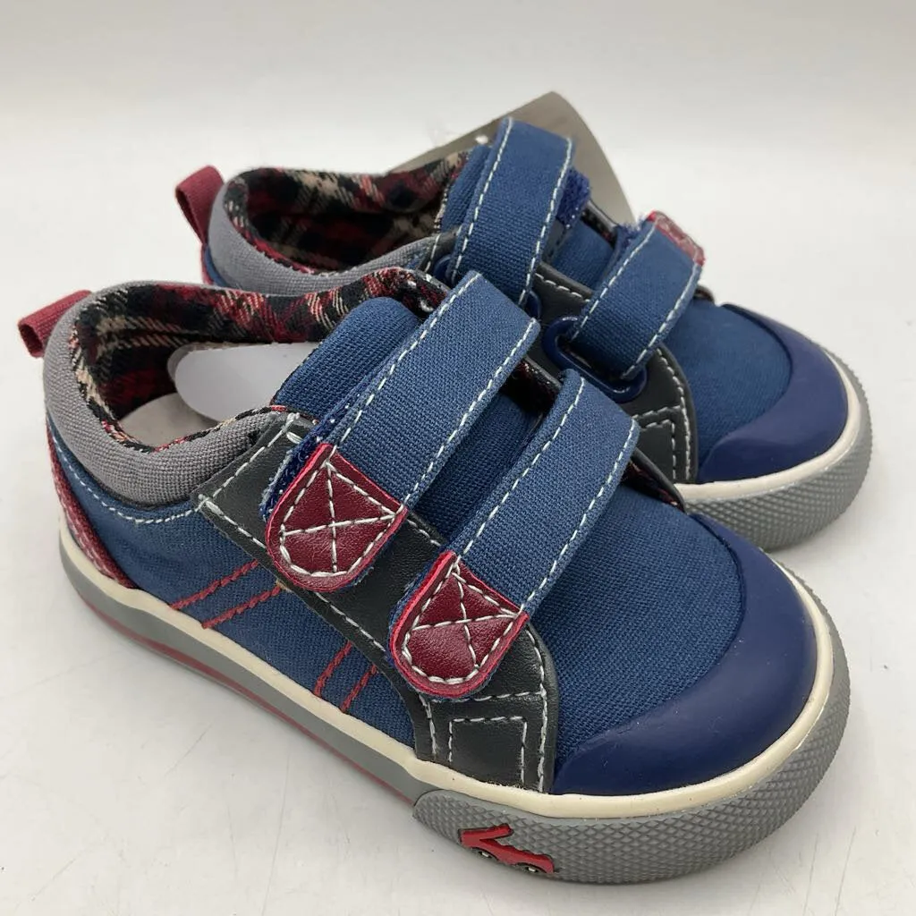 hook and loop closure Cushion Footbed Size 4: See Kai Run Hess II/ NAVY Burgundy Sneaker Shoes NEW