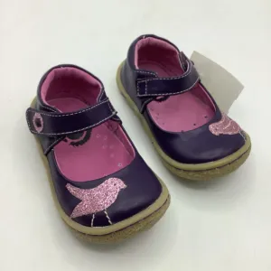 Ultra Low Profile Size 5: Livie Luca Purple Bird Velcro Mary Jane Shoes NEW