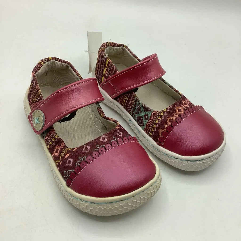 Minimal Comfort Size 5: Livie Luca Skipper Magenta Shimmer Patterned Velcro Mary Jane Shoes NEW