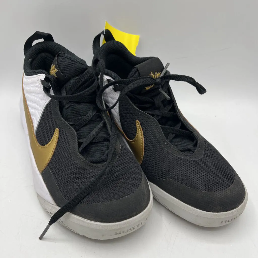 Size 5Y: Nike Black/White/Gold Lace-Up Sneakers Classic Power Sporty Vibes