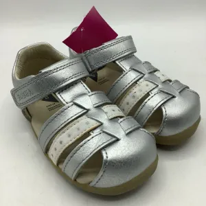 Knit Fabric Size 6: Bobux Leather Siver Strappy Velcro Sandals NEW