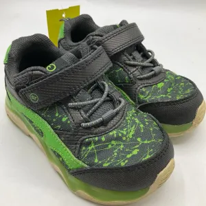 Size 8.5: Stride Rite Grey/Green Velcro Strap Sneakers Quick Fit Active Walk