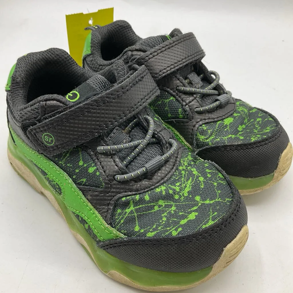 Size 8.5: Stride Rite Grey/Green Velcro Strap Sneakers Quick Fit Active Walk