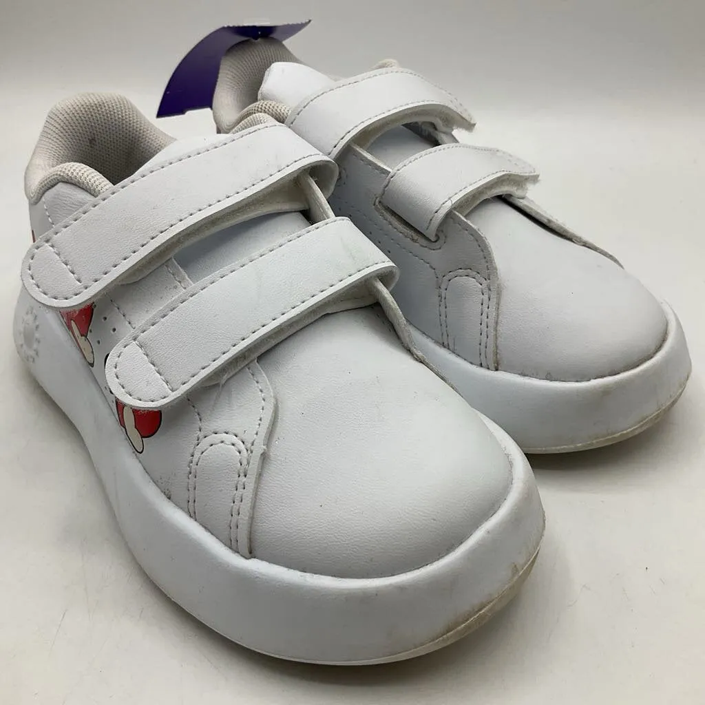 Supportive arch Power Moves Size 9: Adidas White Hearts Print Velcro Strap Sneakers