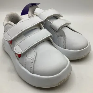 Supportive arch Power Moves Size 9: Adidas White Hearts Print Velcro Strap Sneakers