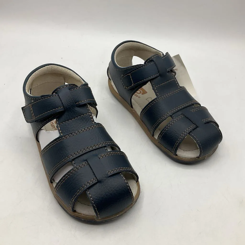Double Stitched Size 9: See Kai Run Navy Orange Stitcking Closed Toe Velcro Sandals NEW