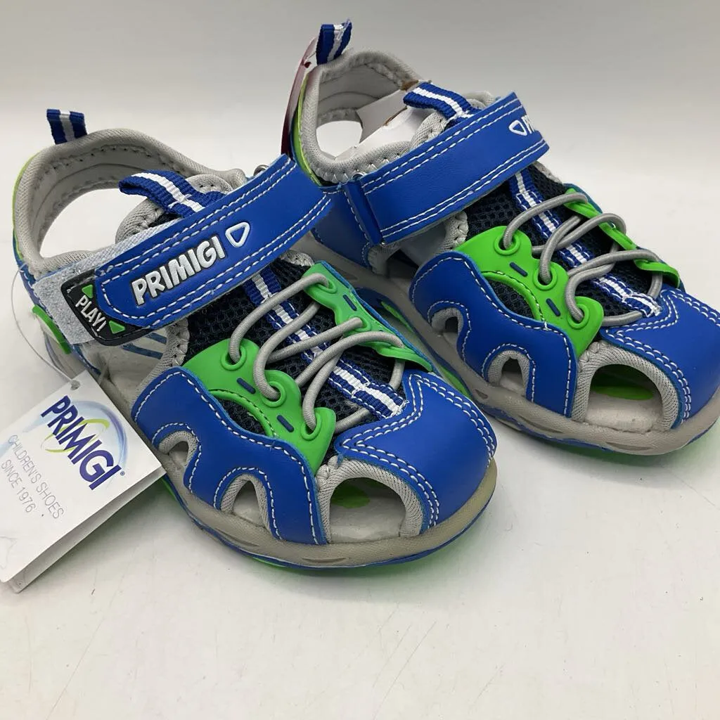 Size 9.5: Primigi Blue & Green Velcro Sandals Training Flex