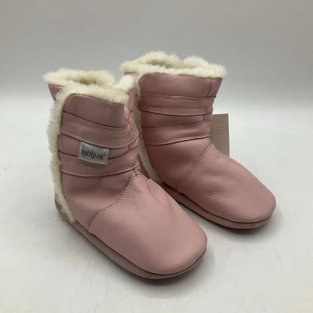 Size Lg (15-21m): Bobux Pink Soft Sole Faux Fur Boots NEW Ultra-soft comfort