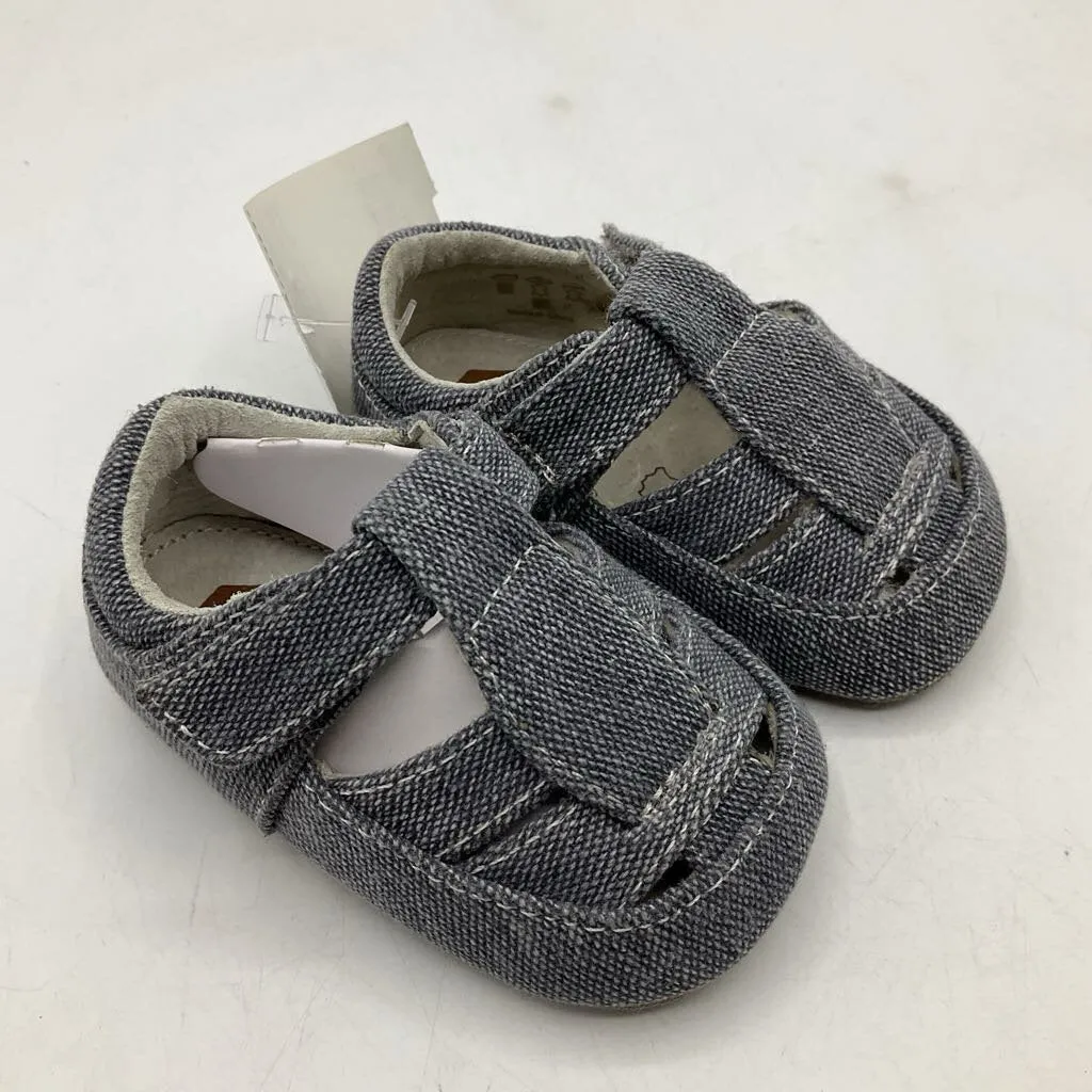 hook - and - loop Size Sm (0-6m): See Kai Run Jude/GRAY Canvas Baby Sandals NEW