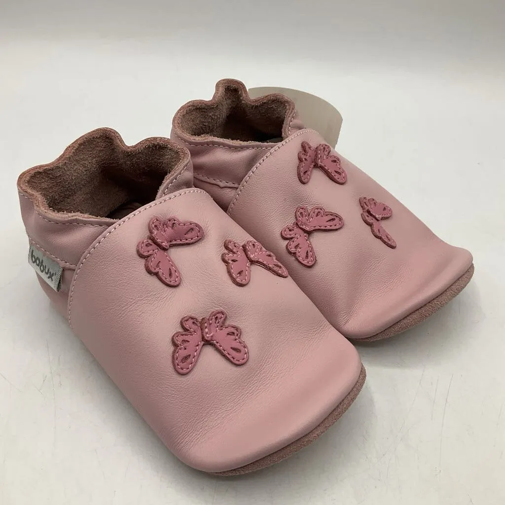 wonderful Size XL (21-27m): Bobux Soft Sole Pink Butterfly Leather Baby Shoes NEW