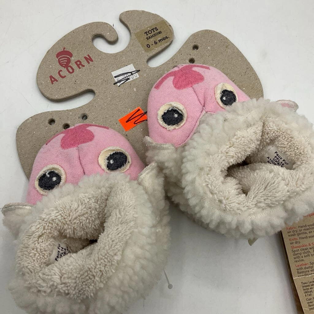 Size 0-6m: Acorn Pink Lamb Fuzzy Slippers NEW Superior Performance