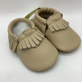 Size 5.5: Bird Rock Baby Beige Leather Moccasin Dual Layer Foam