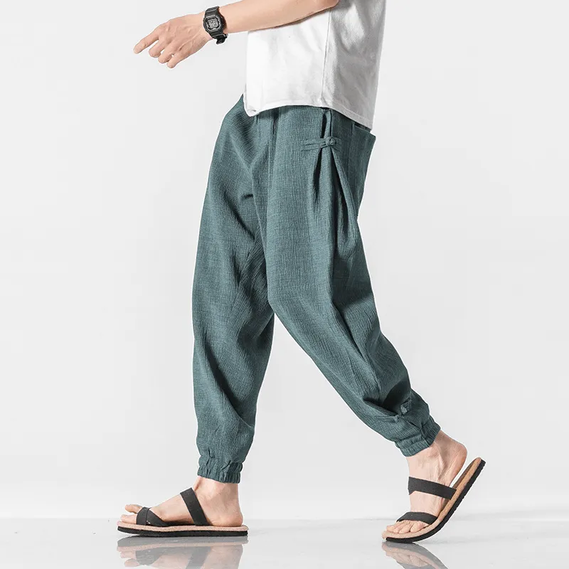 Low Profile Waistband Summer New Style Chinese Style Thin Trousers Linen