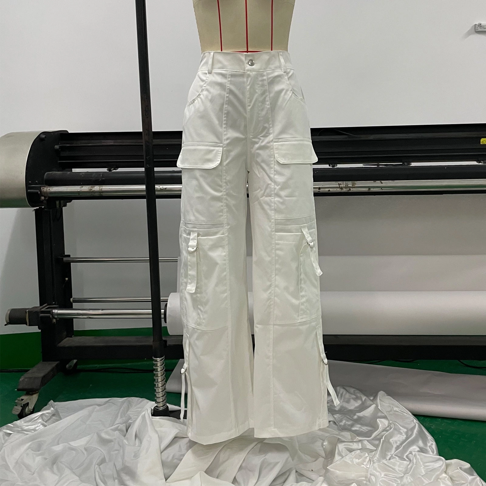 Overalls Women Solid Color Multi-pocket Loose Straight Tube Comfy Touch