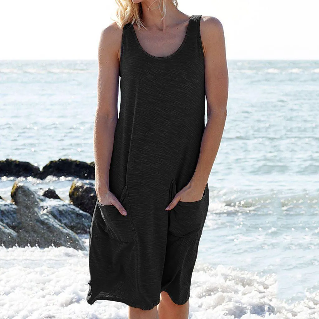 Sleeveless knitted casual vest dress Comfortable fit dress for all body types Simple Spirit