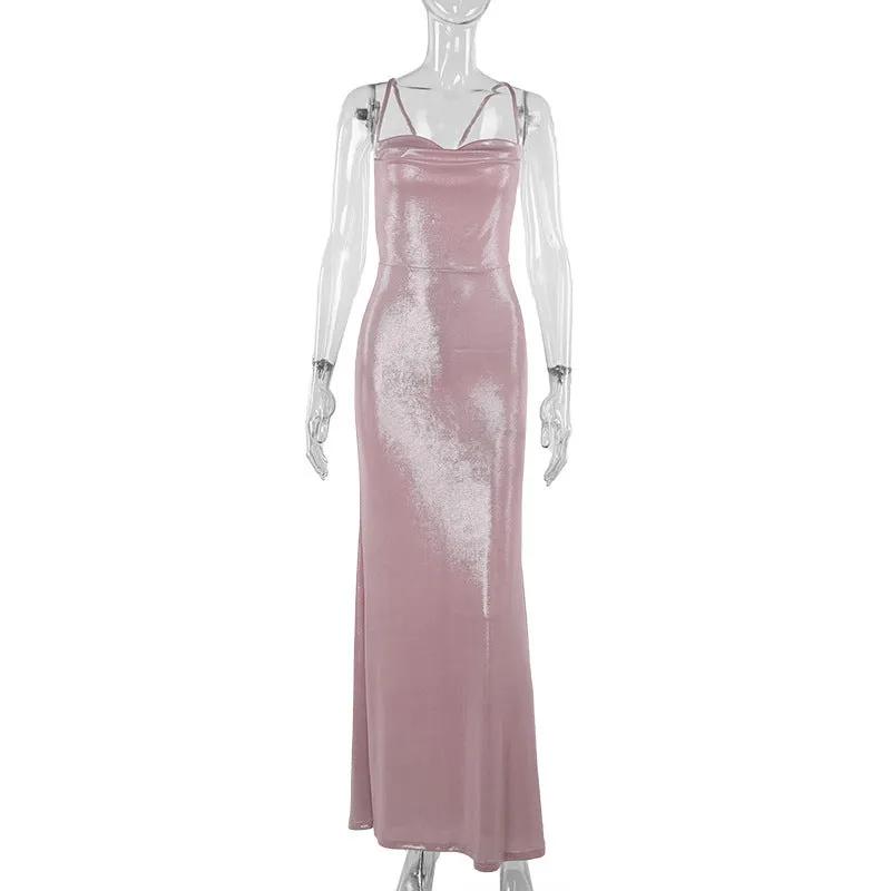 Slim Fit Camisole Gown Dress Women Tailored Waistband