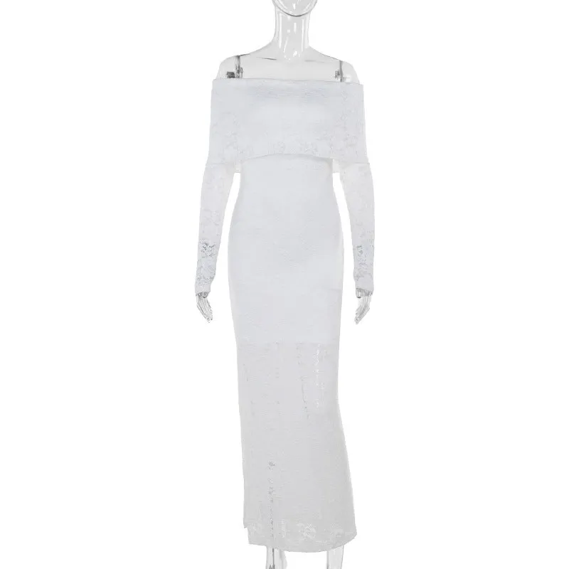 Slim-fit Off-shoulder Lace Dress Women's Fashion Breeze Flow