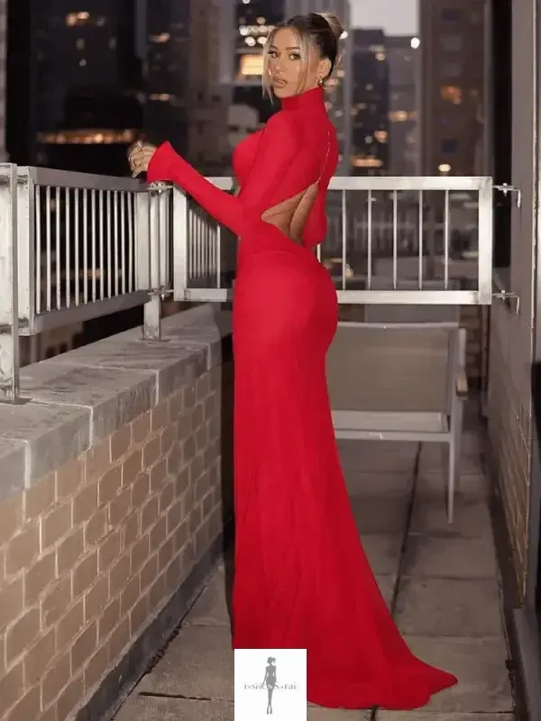 Slim Hollow Out Red Dress Korean Fresh Sky Mood