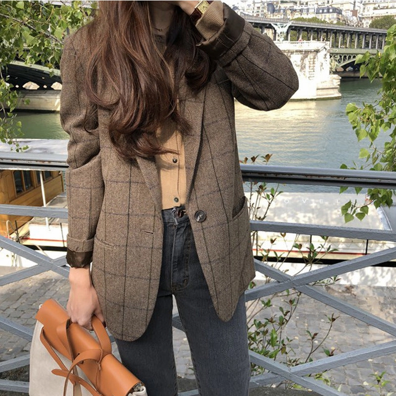 Casual Fit Layer Slim Fit All-matching Long Sleeve Suit Women's Coat