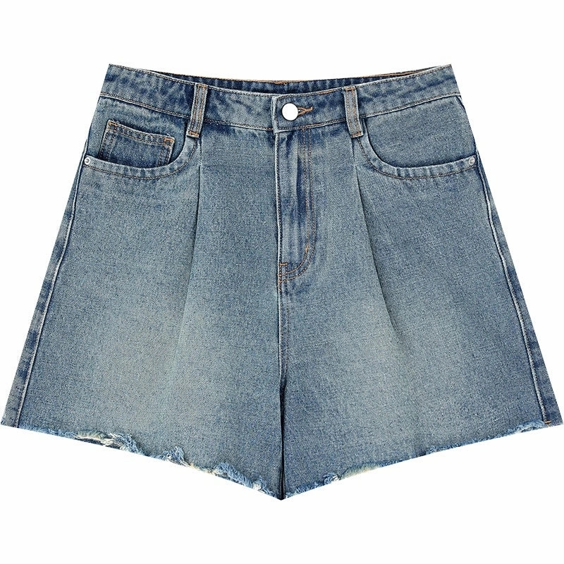 Slimming High Waist Denim Shorts Hypoallergenic Lining silk blend