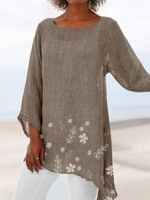 Small floral print round neck long sleeve Dreamy Texture