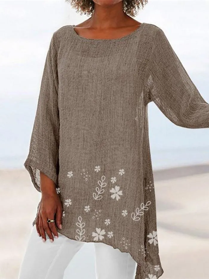 Small floral print round neck long sleeve Dreamy Texture
