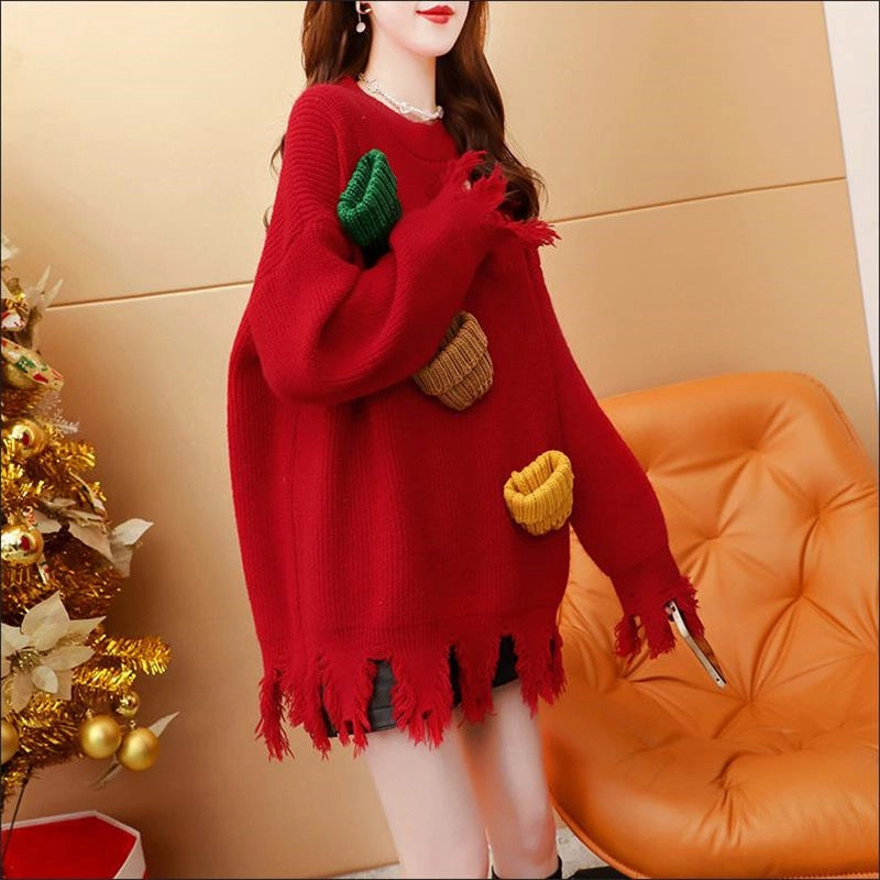 Quick Stretch Fit Christmas Sweater New Fashionable Loose Size Women's